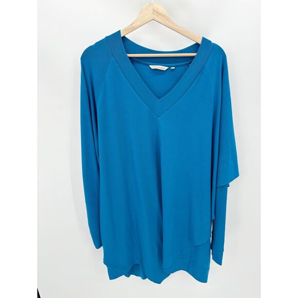 Soft Surroundings Sweater Women 2X Blue Long Sleeve V-Neck Long Sleeve Tunic - Picture 1 of 8